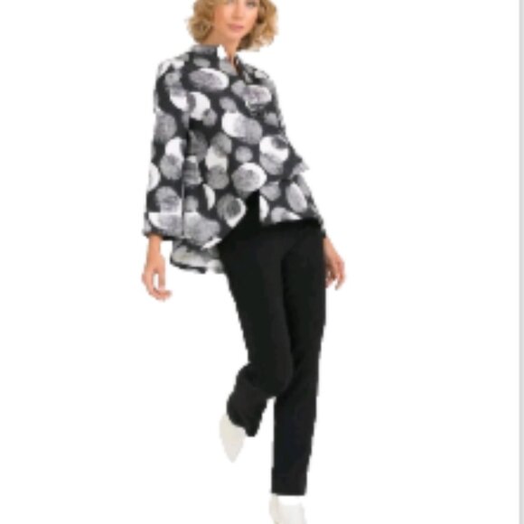 IC by Connie K Jacket Circle Textured Art-to-Wear Asymmetrical sz XXL Black Gray - Picture 3 of 17